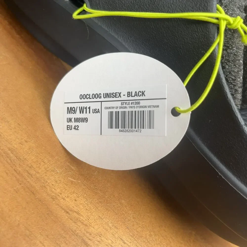 OOFOS OOClog Rubber Clog Mule Slip On Men's Size 9 Comfort Recovery Shoe Black